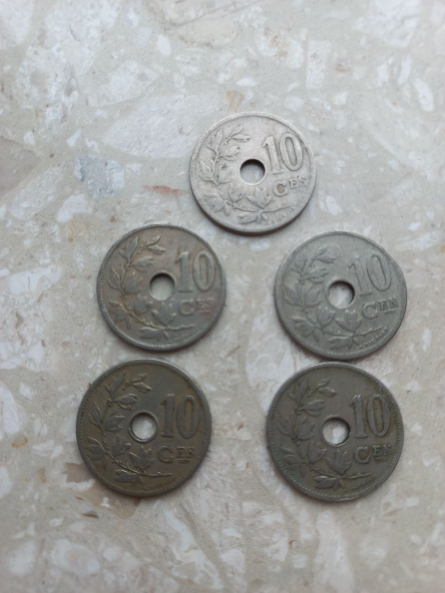 Belgia - 9 monet obiegowych z czasów Króla Leopolda II