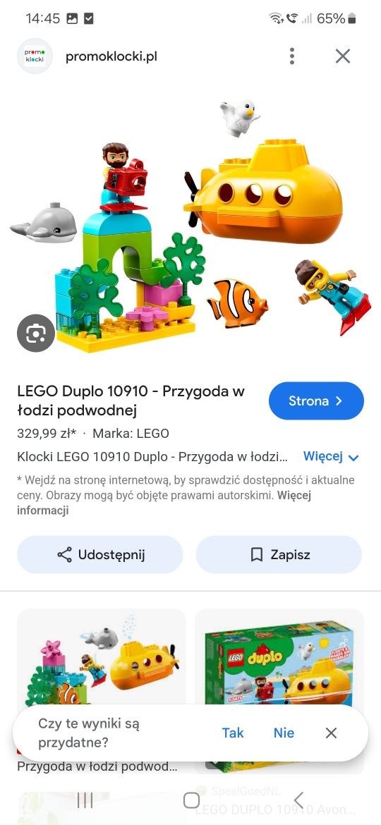 Lego duplo 10910 łódź podwodna