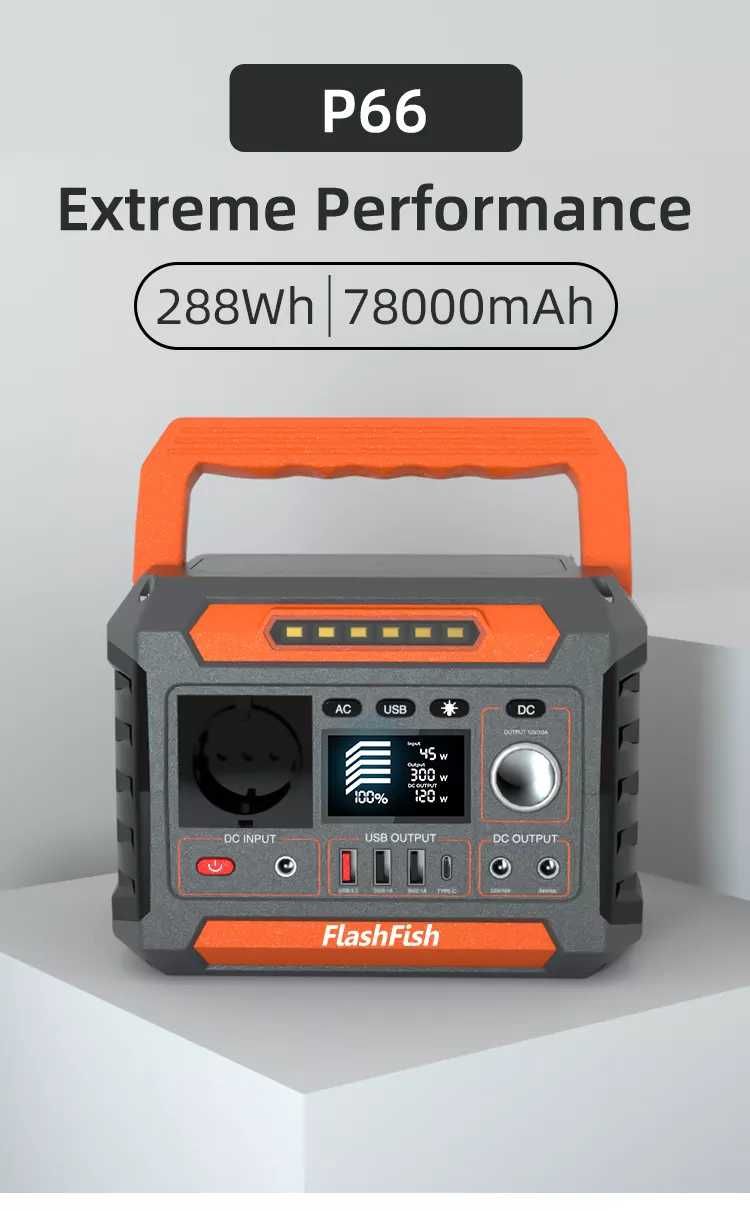 Портативна електростанція FlashFish P66 | Місткість: 288Wh/78000mAh
