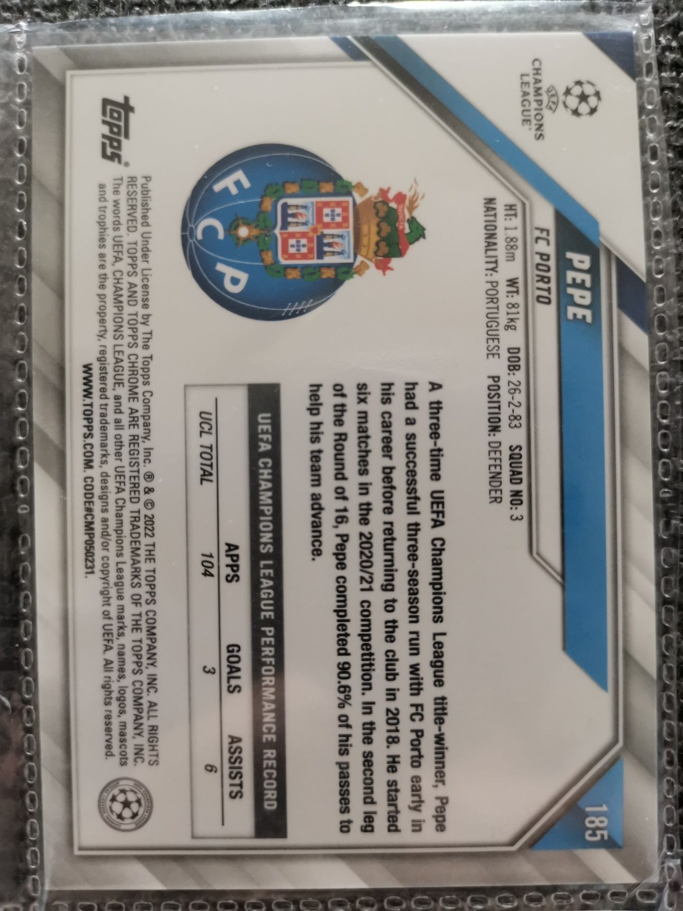 Carta Toppers Chrome Pepe Champions league