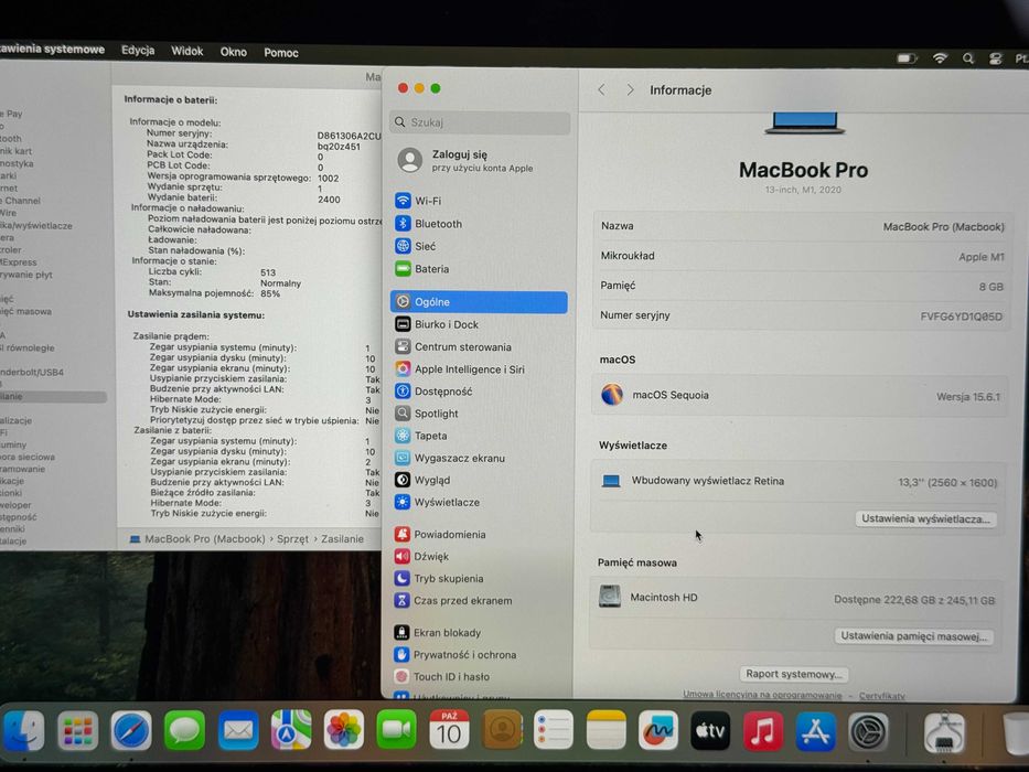 MacBook Pro 13 2020 M1 TouchBar 8GB RAM 256GB SSD Space Gray Gwarancja