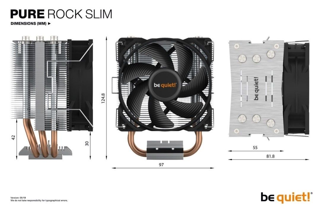 Кулер, вентилятор для пк, компьютера be quiet pure rock slim BK008
