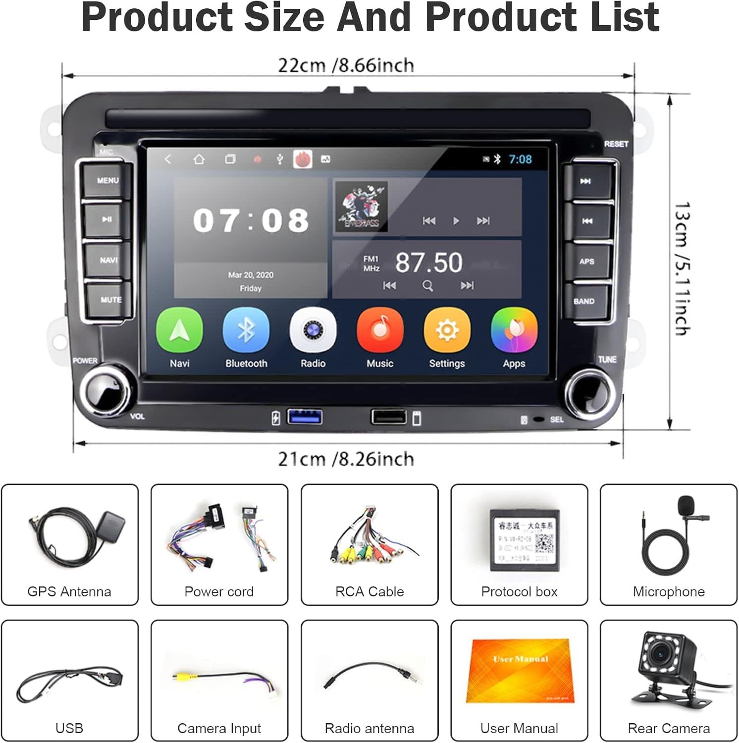 Hikity radio Android 2 DIN VW Passat Golf Skoda 7" GPS kamera

Hikity