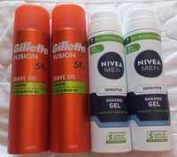 Гель для гоління Gillette fusion та Nivea sensitive