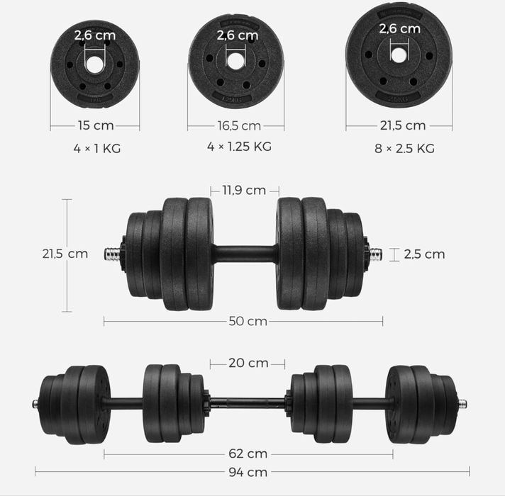 Zestaw hantli z łączeniem rury stalowej sztanga 30 kg
