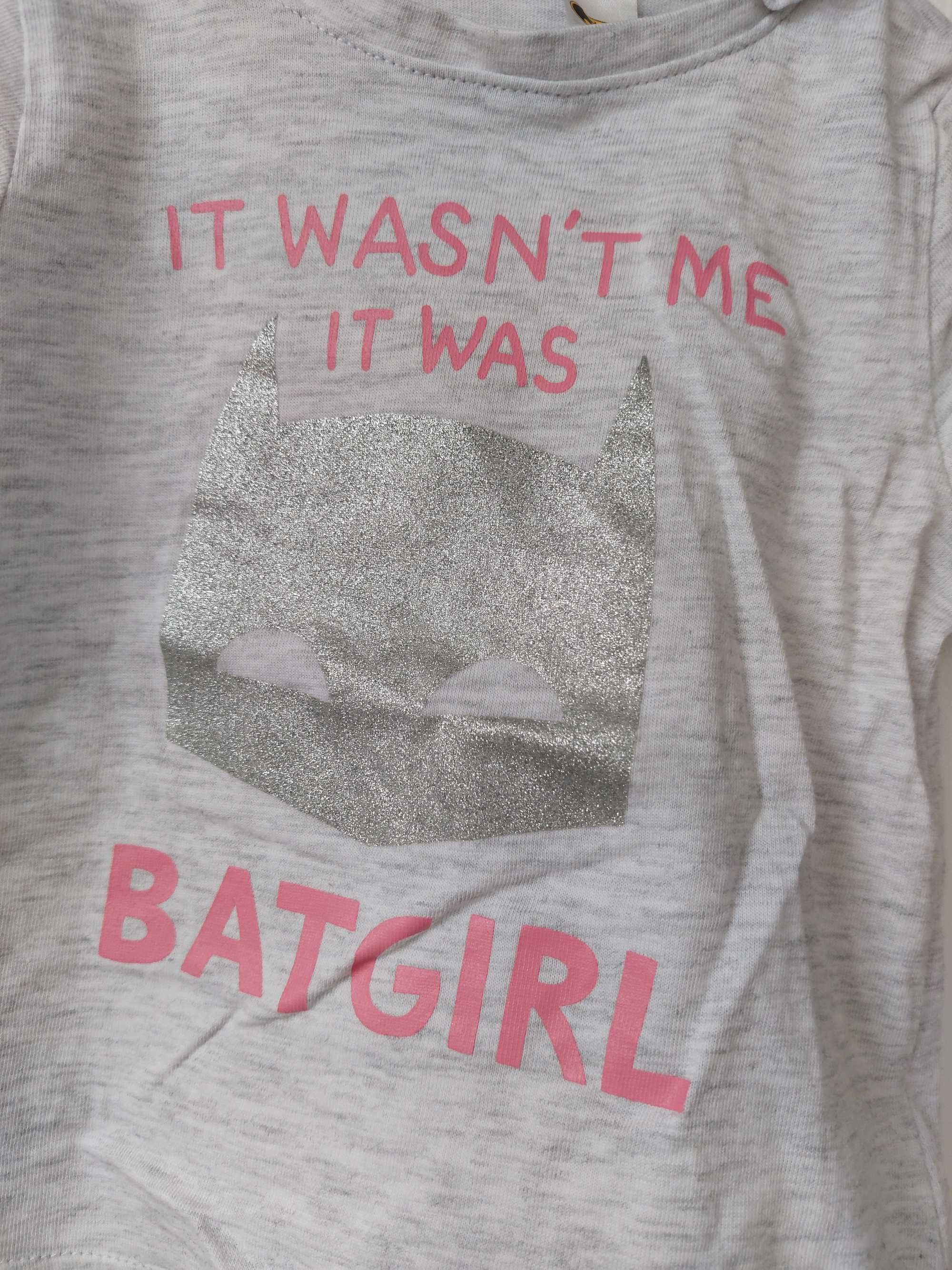 H&M śliczny komplet Batgirl szara bluzeczka plus legginsy r. 68