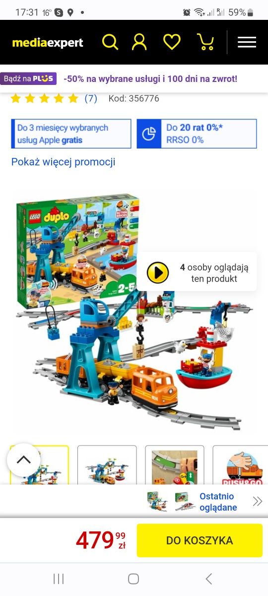 Lego Duplo Pociąg stacja załadunkowa z dźwigiem