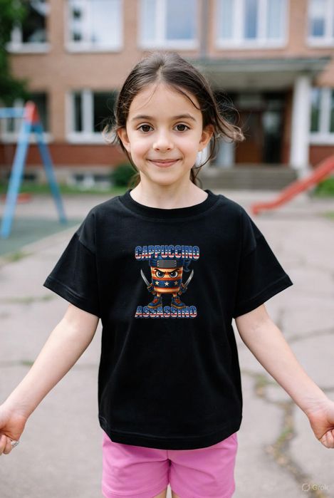 Koszulka dziecięca czarna – Italian Brainrot – Brainrot prezent 104