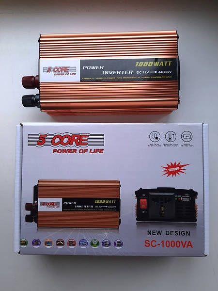 Инвертор напряжения SC-1000VA 12-220 преобразователь 1000W