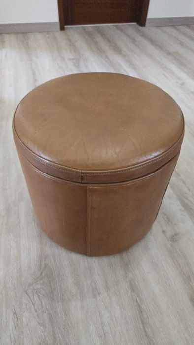 Puff Banqueta Castanho Marrom Redondo