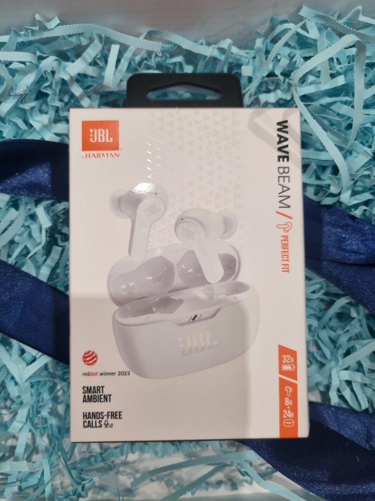 Nowe Słuchawki dokanałowe JBL Wave Beam Biały, perfect fit