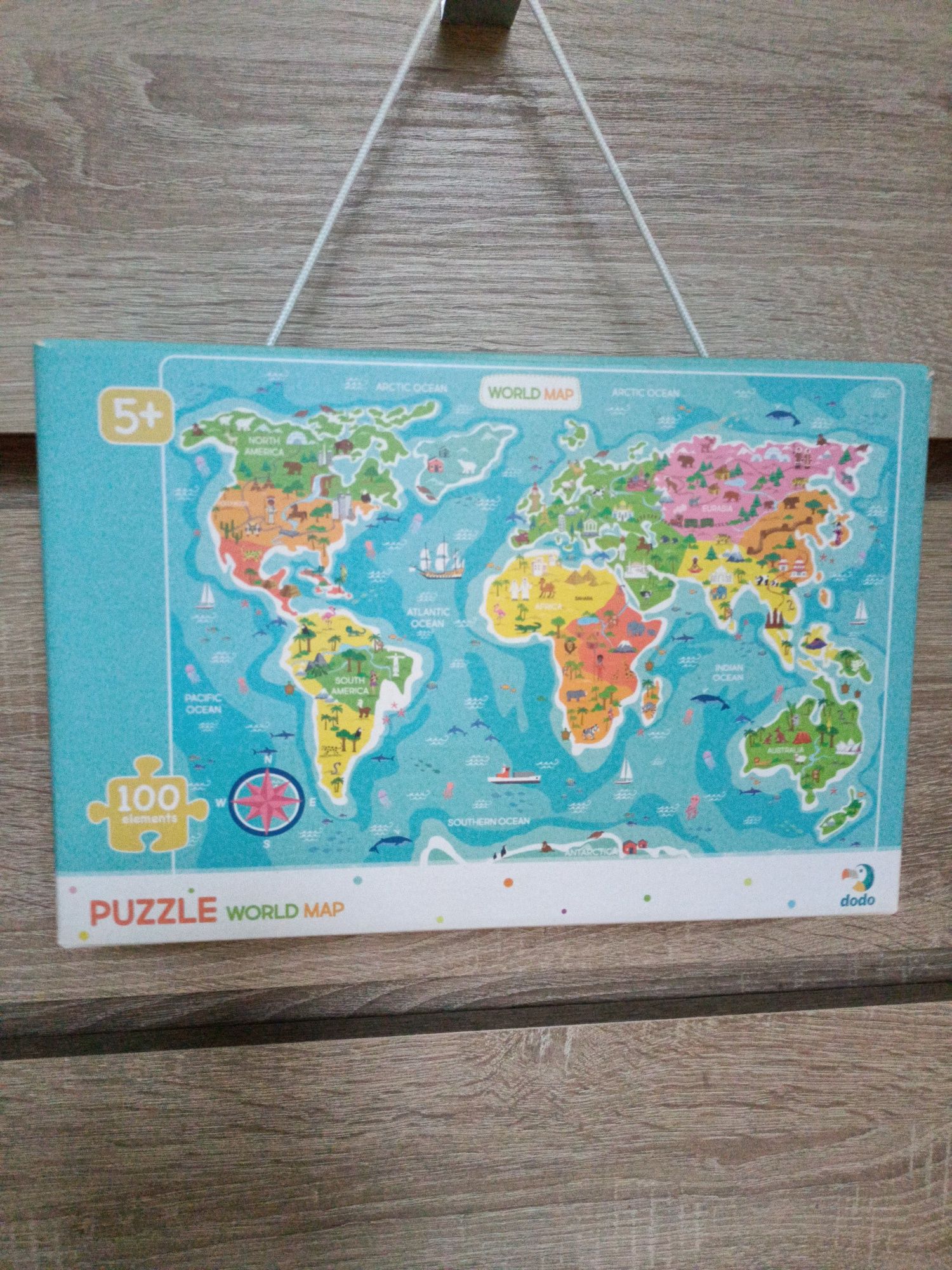 Puzzle obserwacyjne World Map 100el mapa świata Dodo 64x64cm