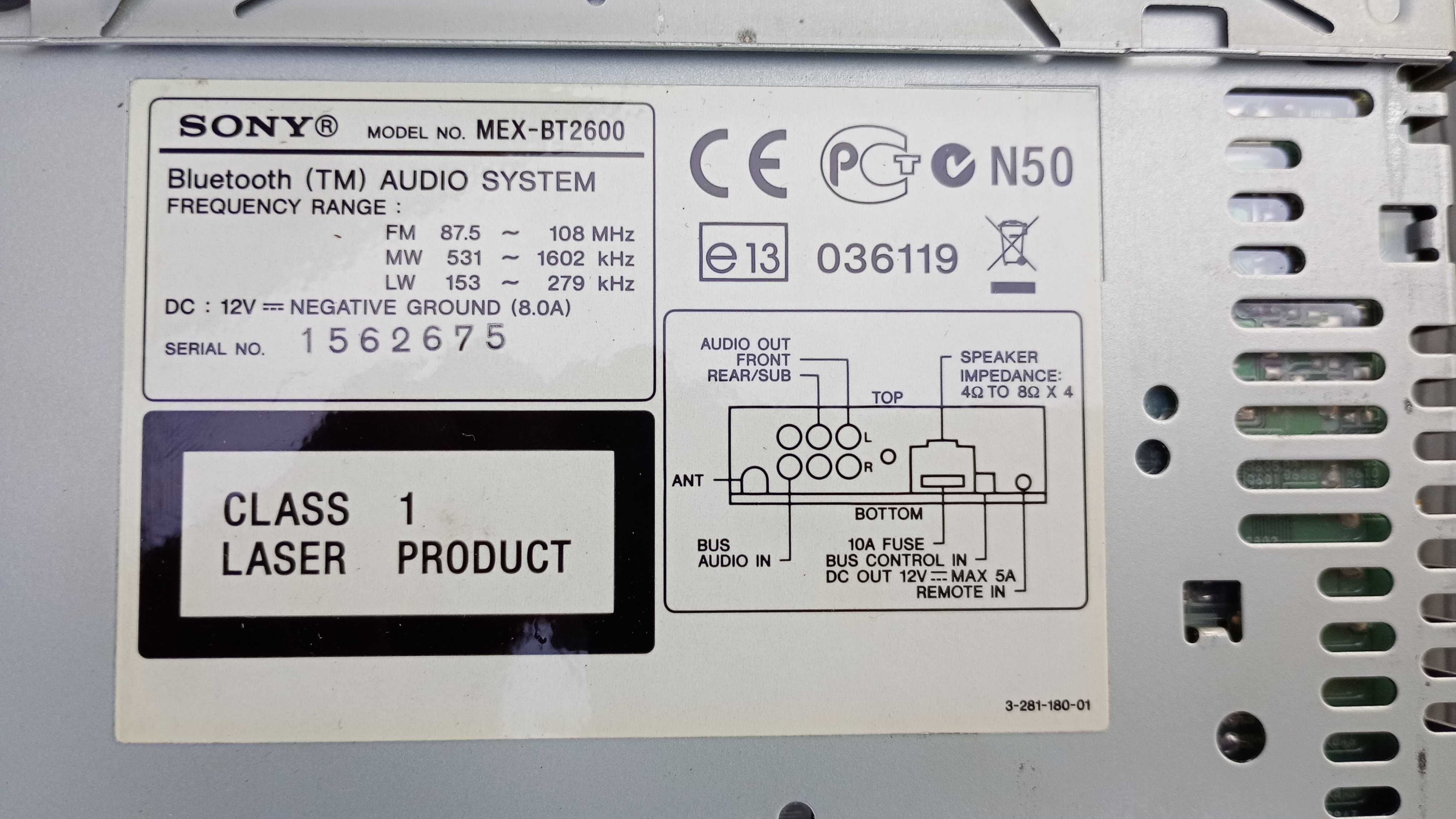 Radio Sony MEX BT2600 Bluetooth