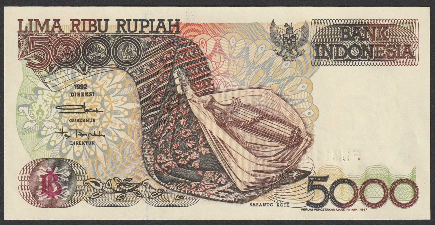 Indonezja 5000 rupiah 1992 - stan bankowy UNC