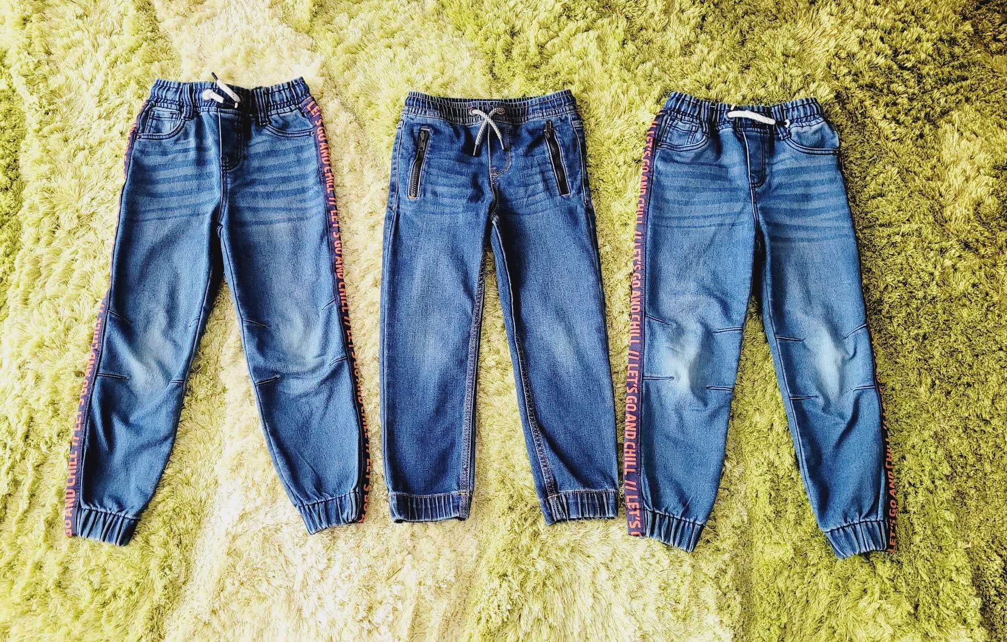 Spodnie jeansowe dla chłopca rozmiar 122, niebieskie, 3 pary