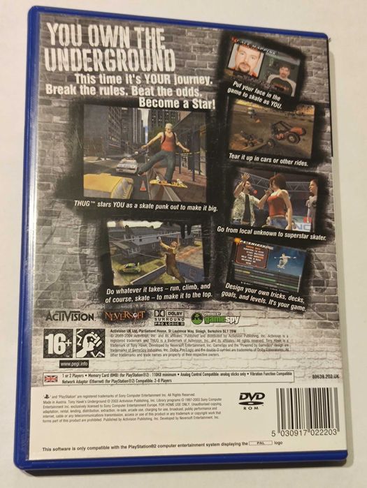 Tony Hawk's Underground PS2 PlayStation 2 angielska komplet