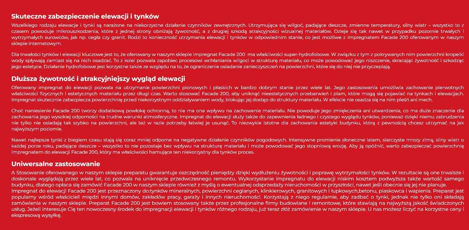 NANOBAUER FACADE 200 - Impregnat do elewacji i tynków - 1 l