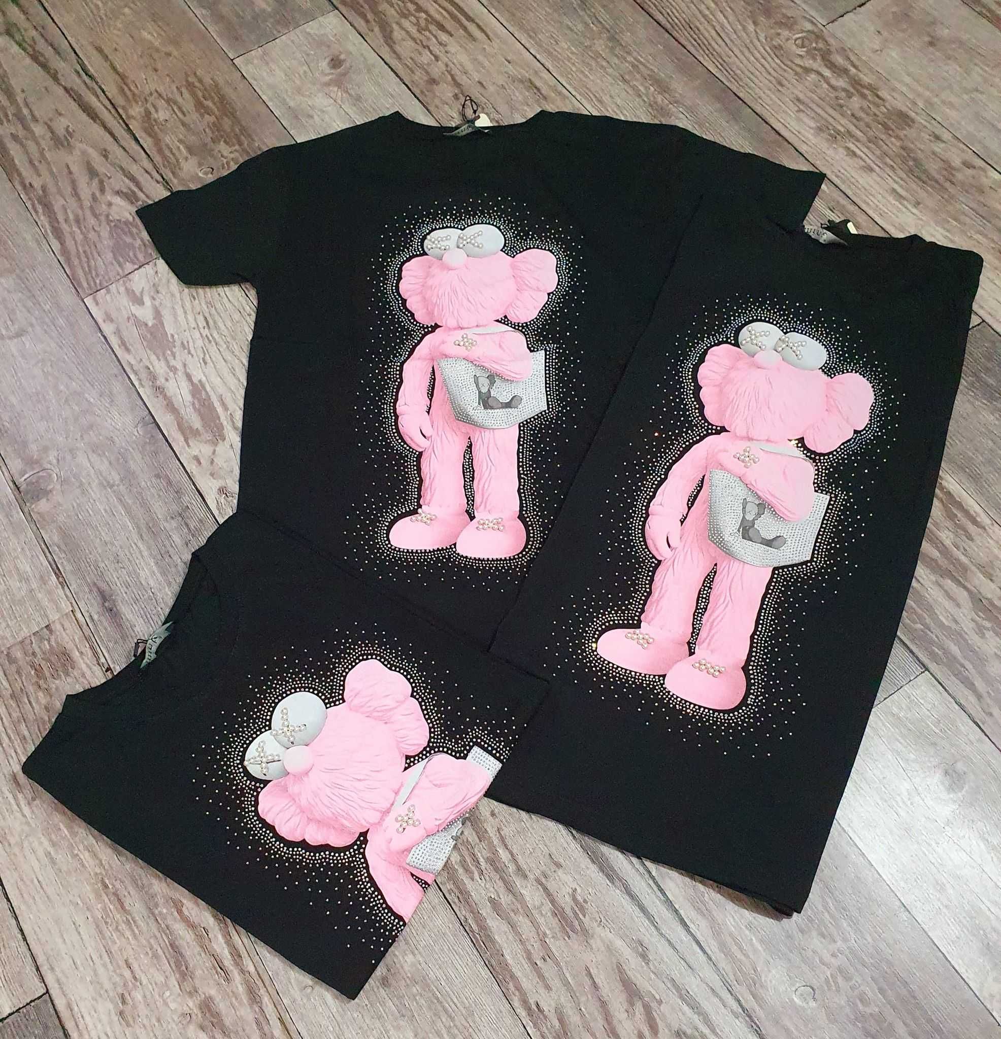 T-shirt bluzka różowe wesołe ELMO 3D z cyrkoniami z Minta