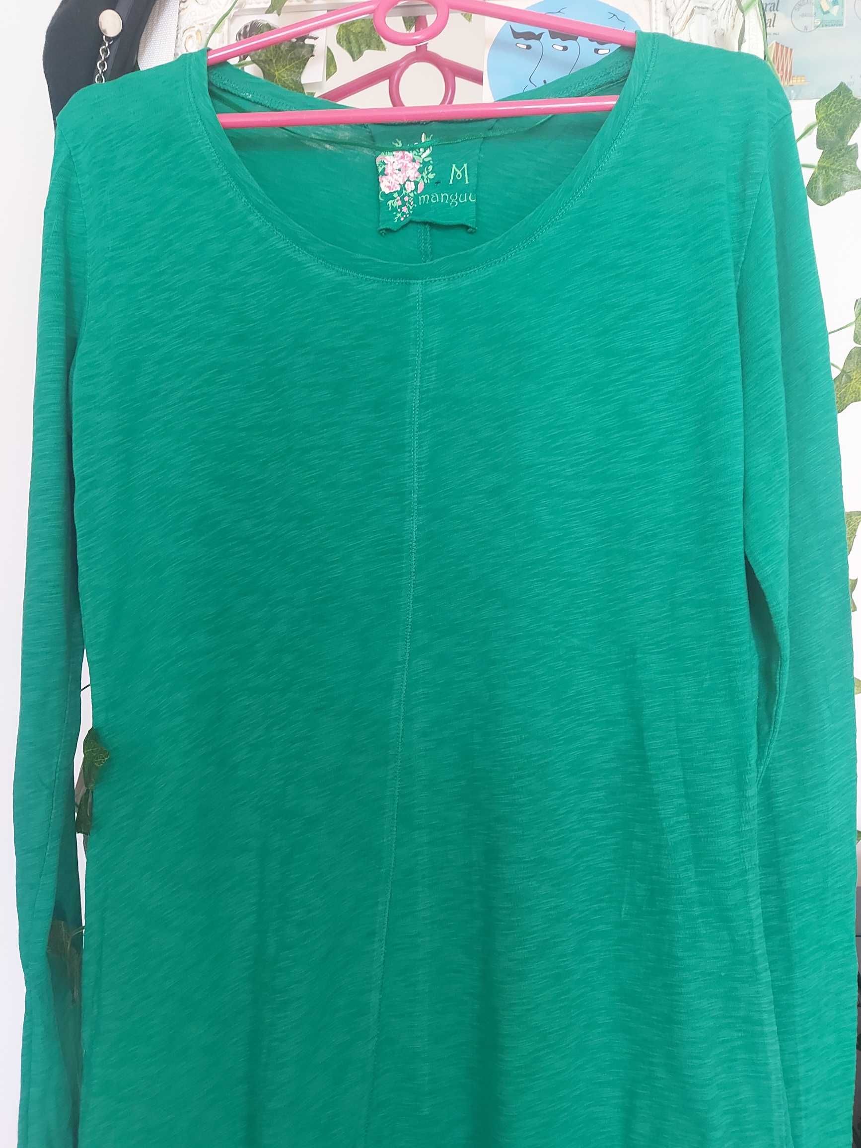 zielona bluzka tunika długa M