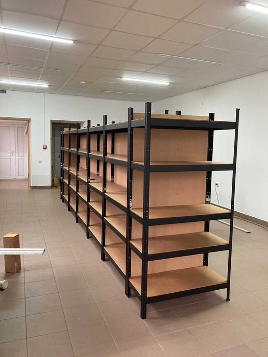 Стелаж металевий чорний 5 полиць МДФ/ДСП Для кухні, дому, на балкон