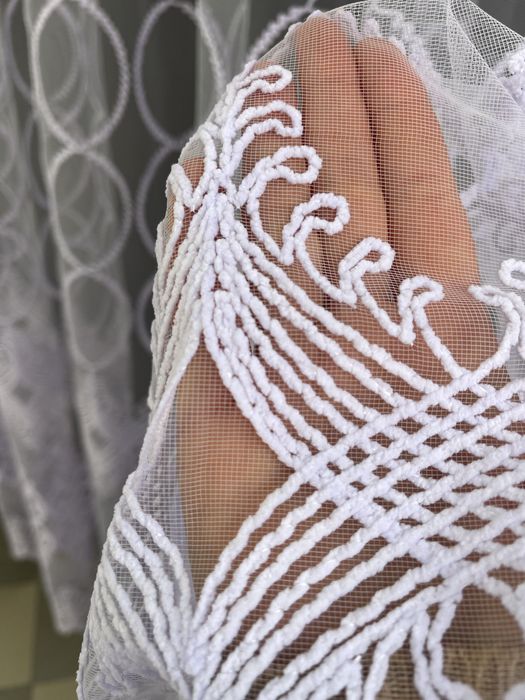 Тюль Фатін з вишивкою шиніль