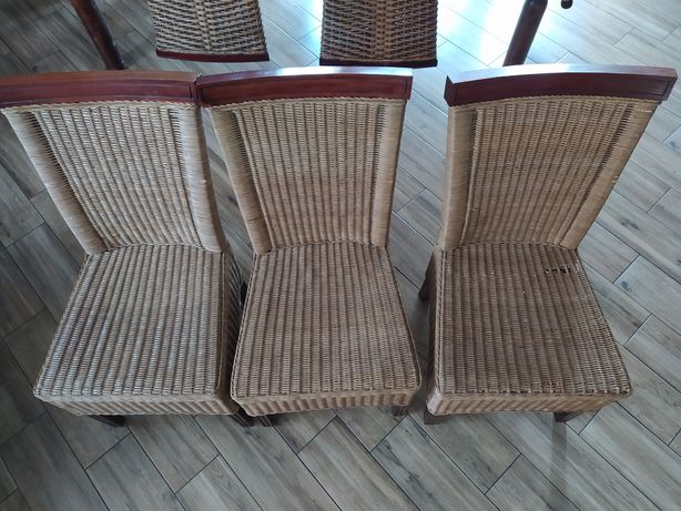 Krzesła drewno ratan bombay indyjskie loft