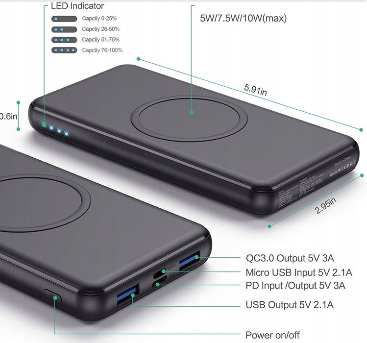 Powerbank 26800mah przenośna ładowarka kabel usb hx160s7 czarny