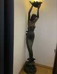 Lampa podłogowa z brązu – syrena/mermaid/unikatowa rzeźba - art déco