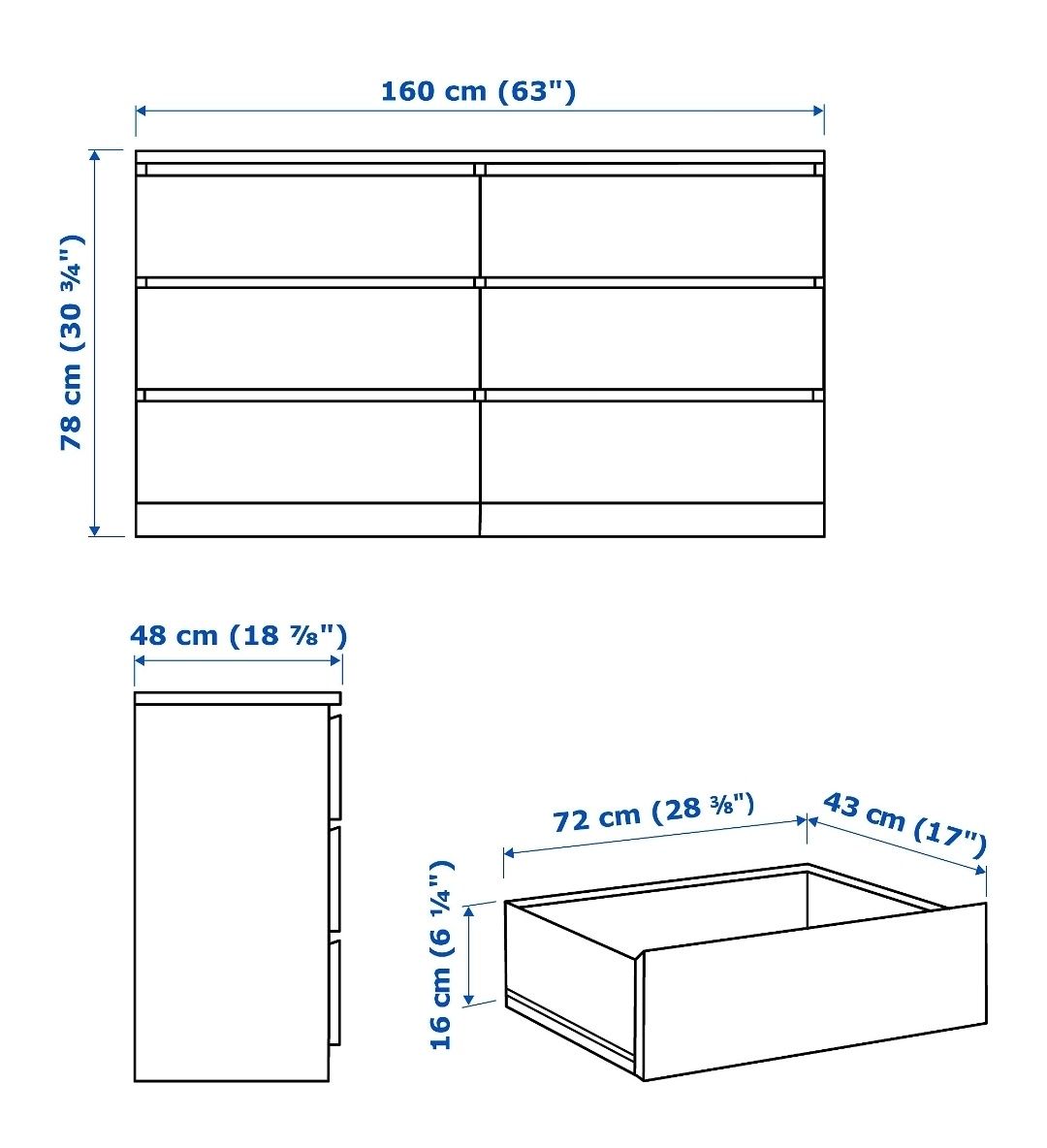 Komoda IKEA malm 6 szuflad szeroka /dostawa
