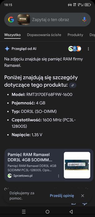 Pamięć Ram ddr3l 4GB do laptopa
