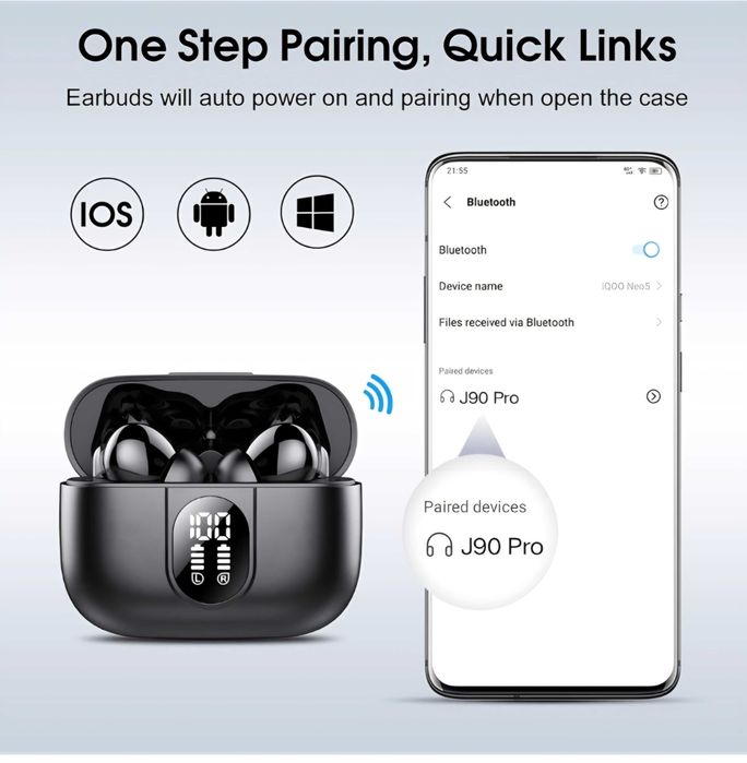 Słuchawki bezprzewodowe douszne Csasan J90 Pro czarne