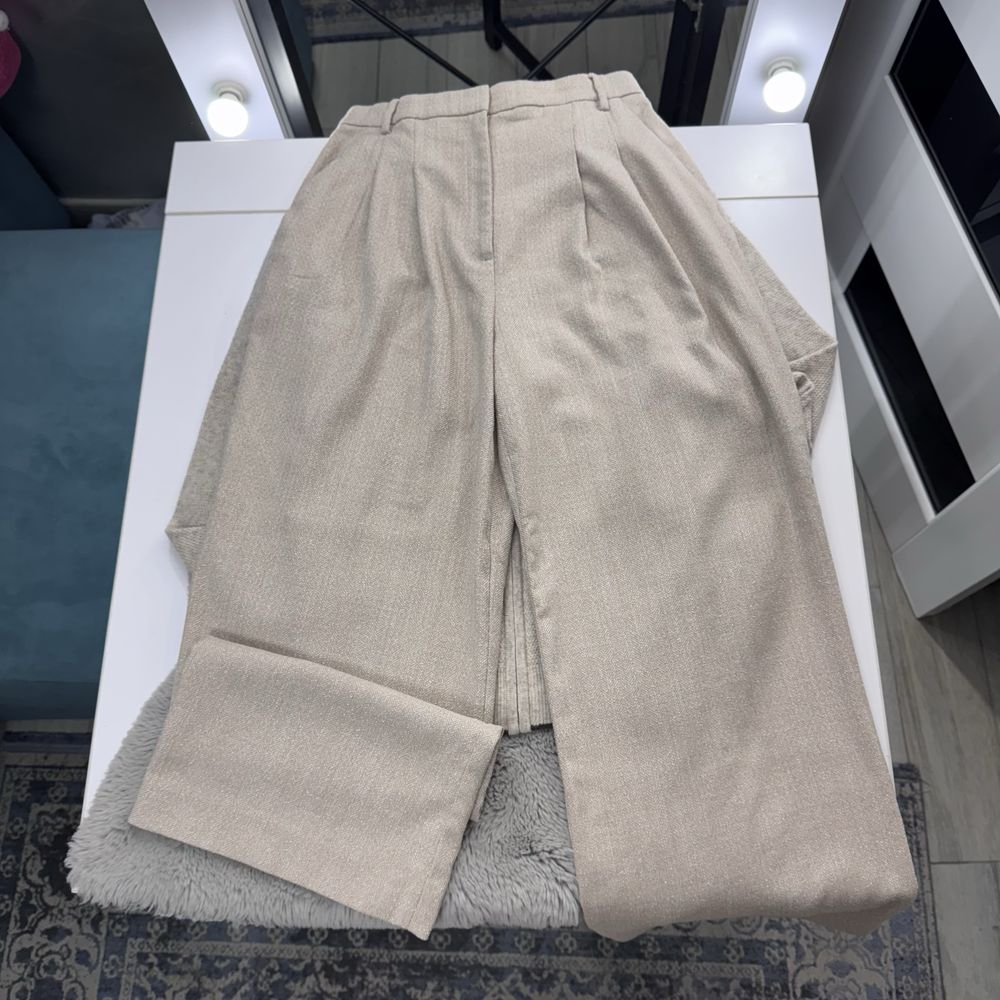 Брюки фактурні бежеві h&m жіночі штани м
