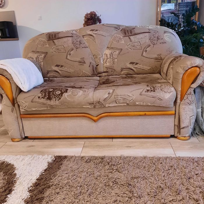 Sofa z funkcją spania i fotel
