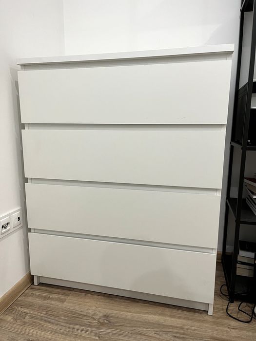 IKEA MALM Komoda, 4 szuflady, biały, 80x100 cm