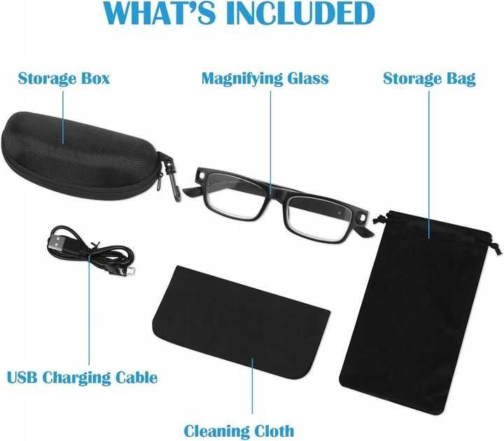 NZQXJXZ 200% podświetlane okulary powiększające LED ładowane przez USB