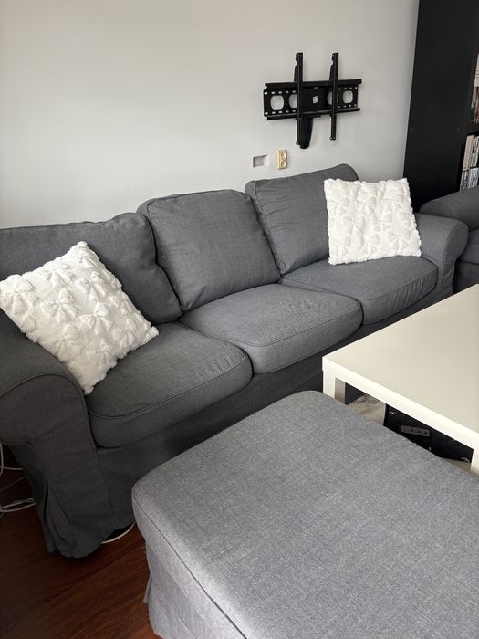 Kanapa + 2 fotele + podnóżek EKTORP IKEA ciemny szary
