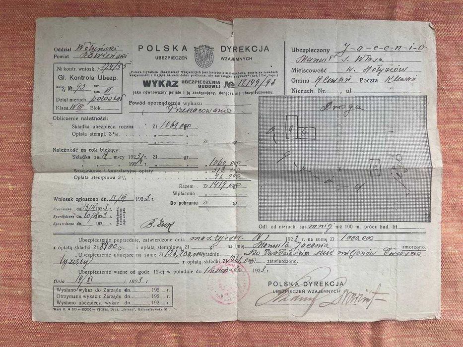 Список застрахованих будівель - 1923 рік