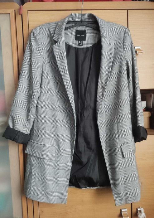 Marynarka żakiet damski szary w kratę