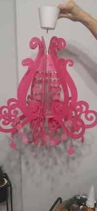 Żyrandol, lampa  różowa