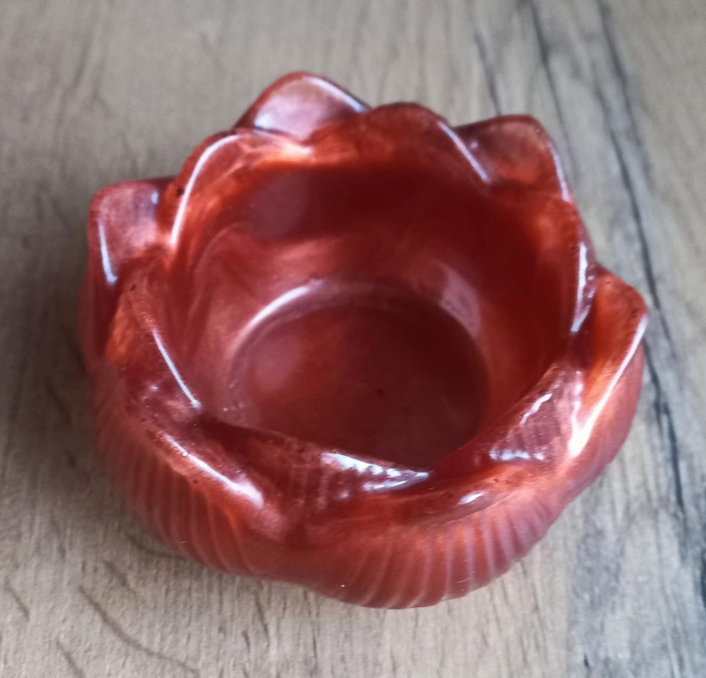 Rękodzieło Handmade Świecznik żywica miedziany brąz