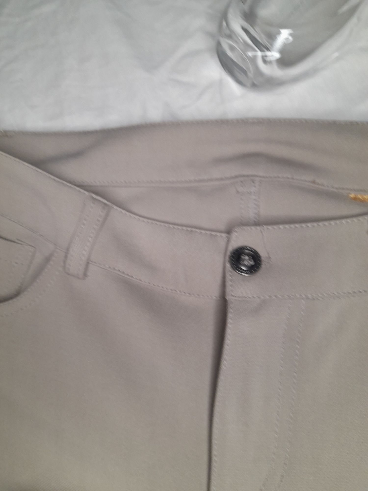 Spodnie damskie jasny khaki materiałowe wysoki stan 38 M