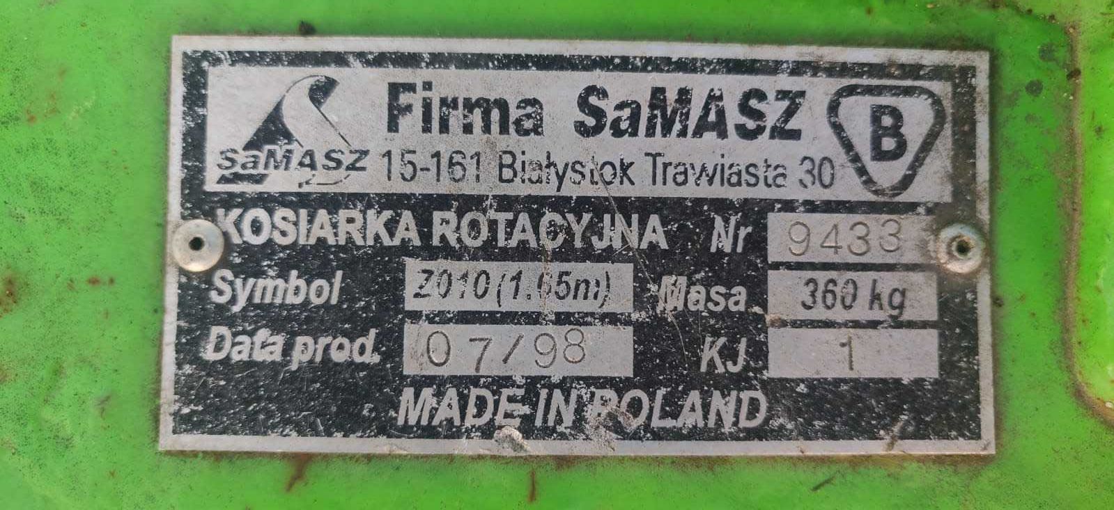 Kosiarka rotacyjna SAMASZ Z010, 1.65m