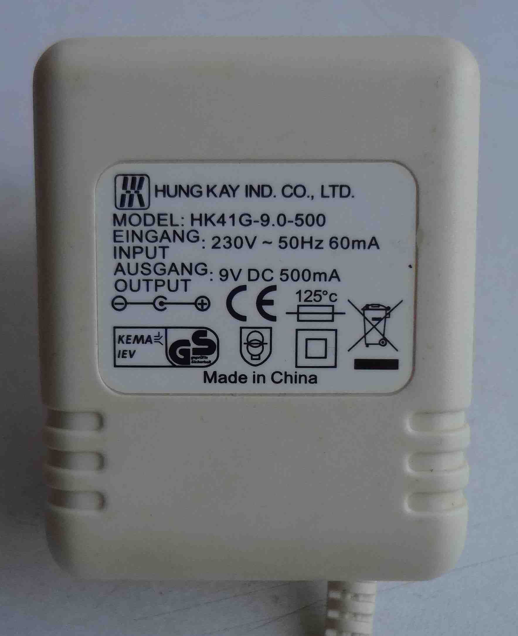 Зарядное устройство Hung Kay 9V 500mA HK41G-9.0-500 адаптер