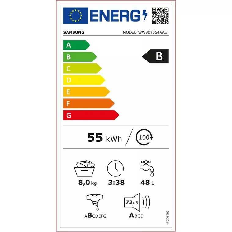 Pralka Samsung WW80T554AAE Ecobubble AddWash AI Control 8kg