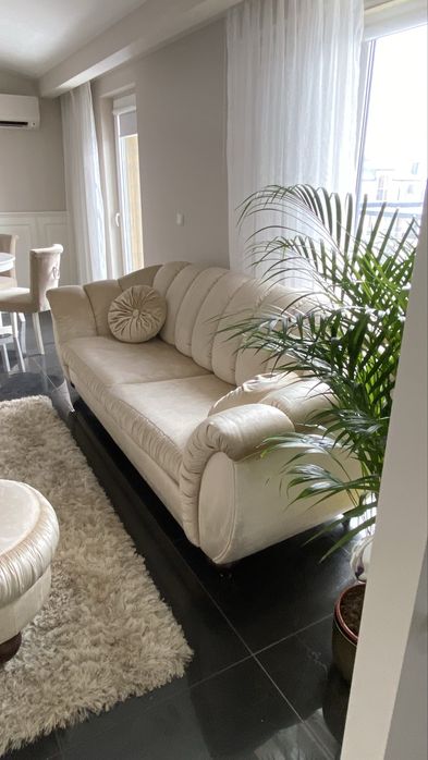 Sofa kanapa rozkładana z funkcją spania złota beżowa