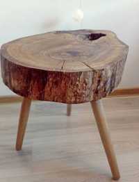Stolik z plastra drewna, 60cm wysoki,  60 cm średnica