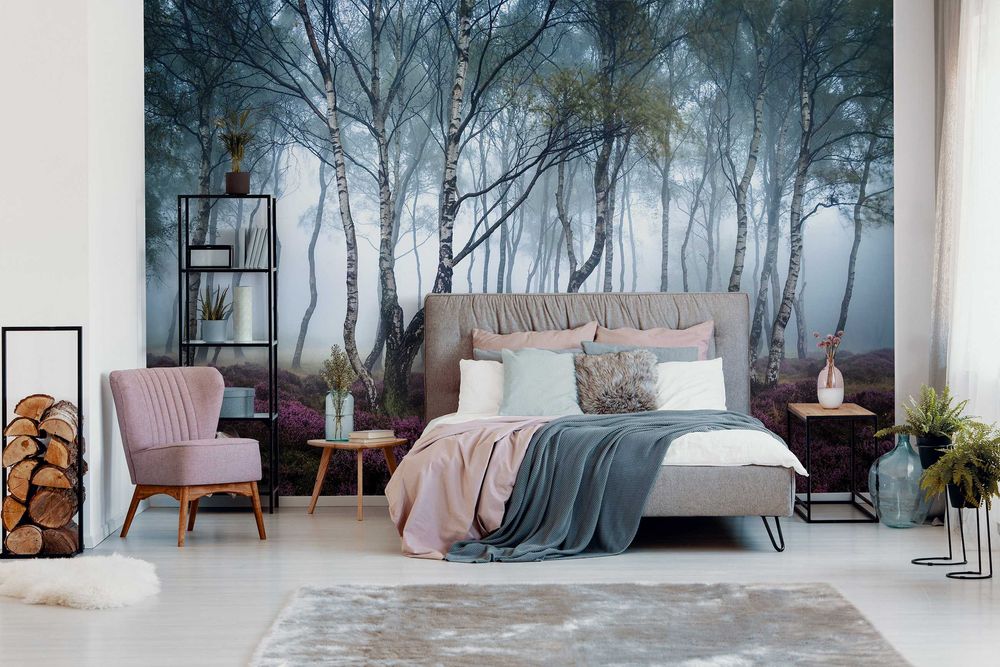 Fototapeta Las Mgła Kwiaty Mrok Na Ścianę 3D Twój Rozmiar + KLEJ