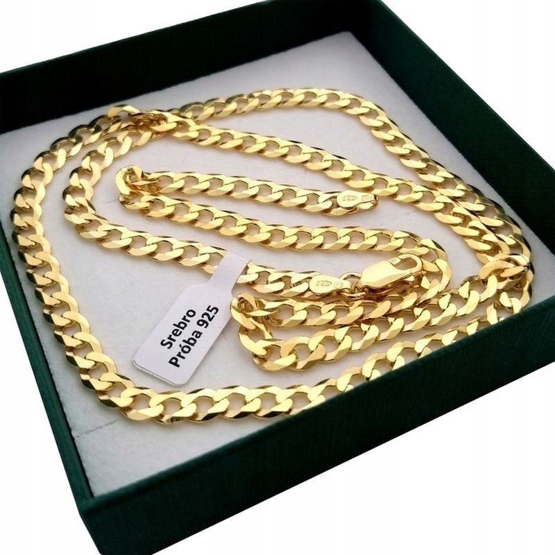 Złoty Naszyjnik Łańcuszek Męski Pancerka 65cm/4,5mm 925 Diamentowany+g