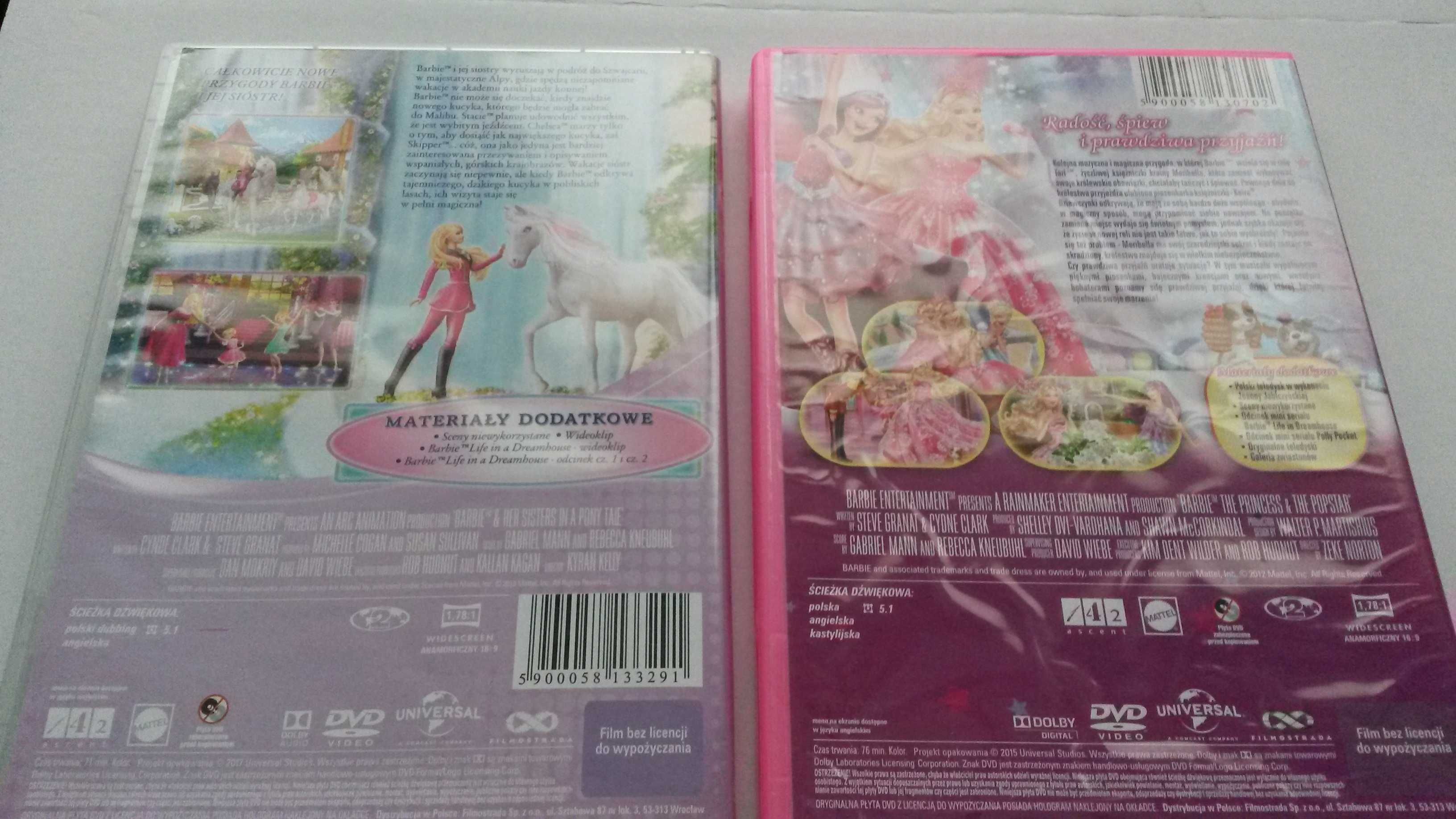 DVD Barbie W krainie kucyków + Księżniczka i piosenkarka