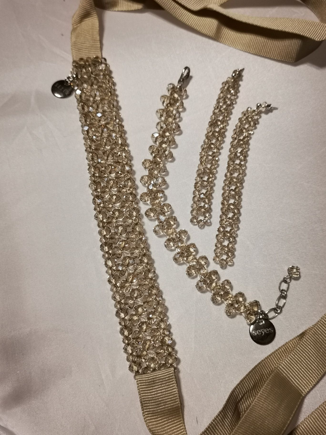 Zestaw biżuterii z kryształów choker bransoletka kolczyki